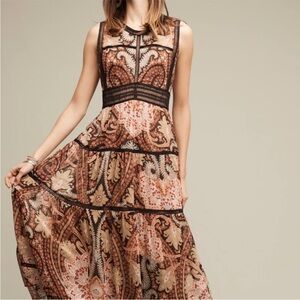 Ranna Gil Anthropologie Claudette Paisley Print Boho Maxi Dress